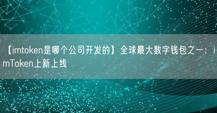 【imtoken是哪个公司开发的】全球最大数字钱包之一：imToken上新上线(图1)