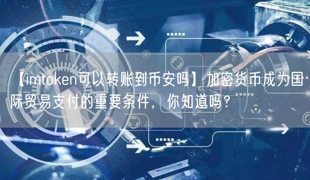 【imtoken可以转账到币安吗】加密货币成为国际贸易支付的重要条件，你知道吗？(图1)