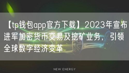 【tp钱包app官方下载】2023年宣布进军加密货币交易及挖矿业务，引领全球数字经济变革(图1)